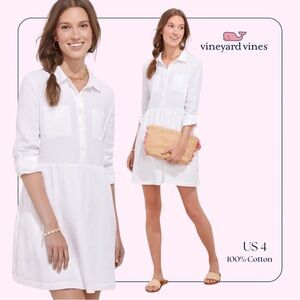 This Vinyard Vines white dropwaist shirt dress 100% Cotton Gauze size S (US 4-6)